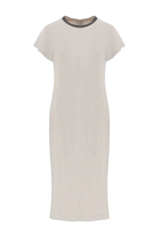 Fluid viscose-linen twill dress with elegant collar - photo 1