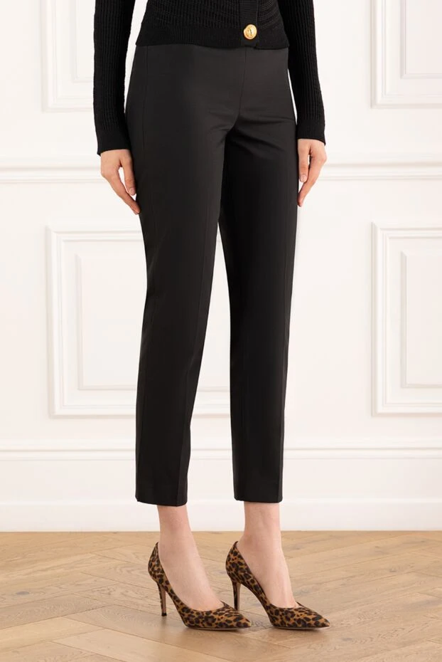 Brunello Cucinelli cropped black women's viscose trousers 187820 - photo 3