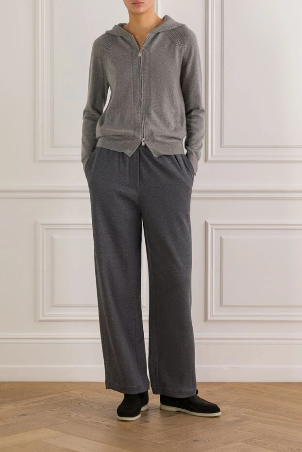 Brunello Cucinelli women's gray sweatpants made of soft cotton jersey 187821 - photo 2