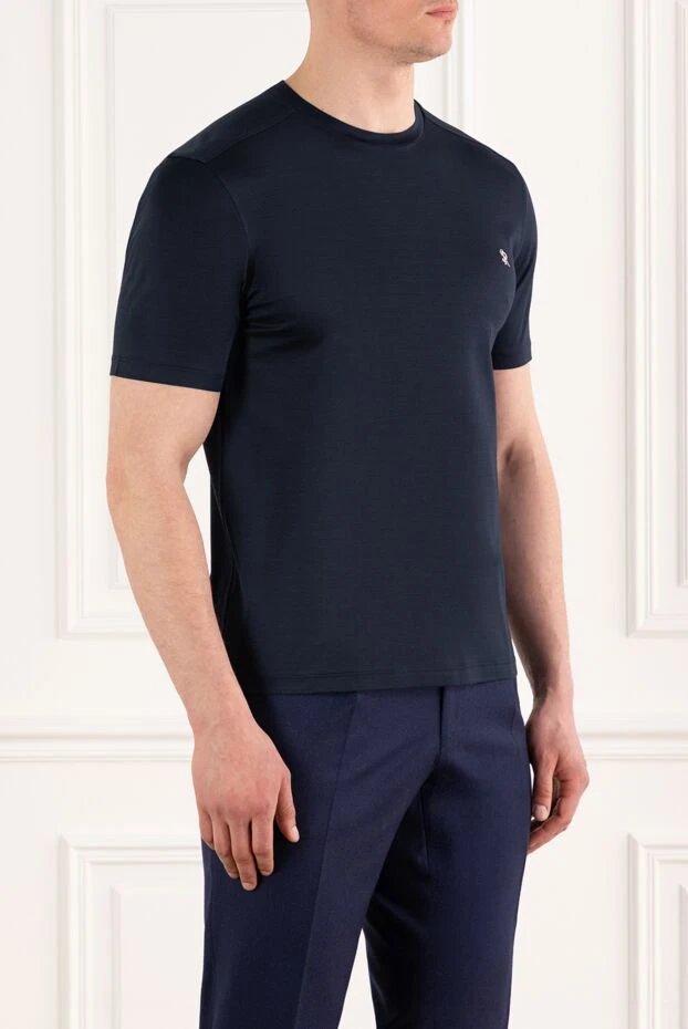 Stefano Ricci navy blue cotton t-shirt with embossed logo 187836 - photo 3