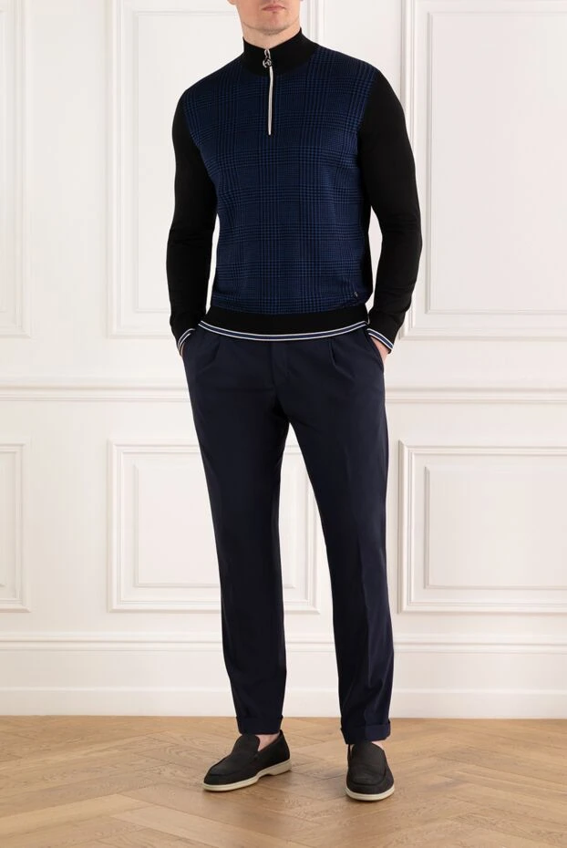 Silk-cotton blend troyer black checkered - photo 2