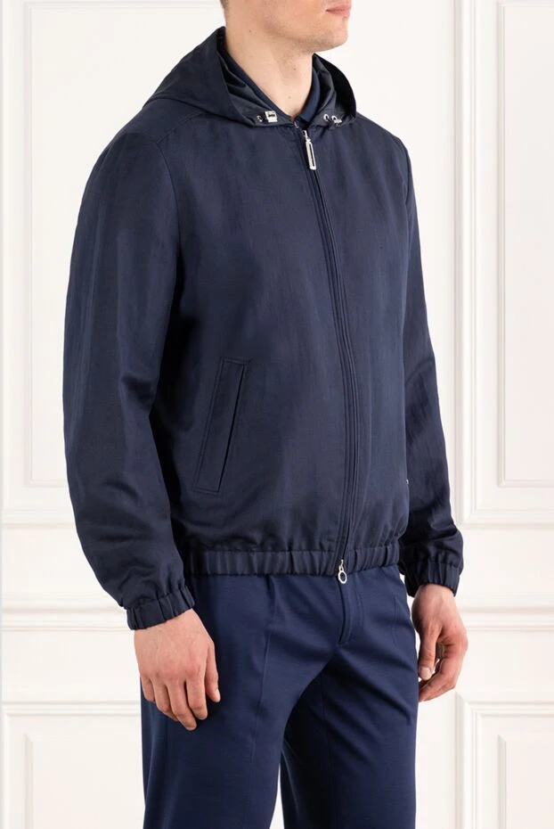 Stefano Ricci men's blue linen and silk hooded jacket 187857 - photo 3