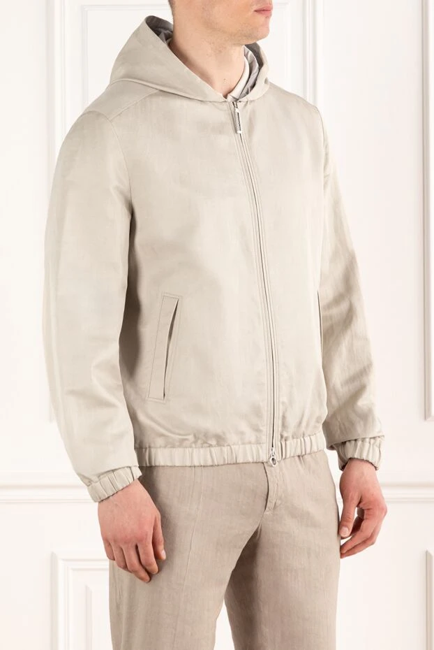 Stefano Ricci men's beige linen and silk hooded jacket 187858 - photo 3