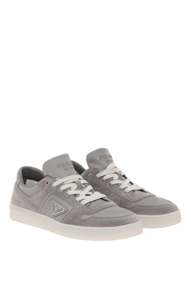 Prada кроссовки downtown из re-nylon и замши серые с логотипом 187874 - фото 3