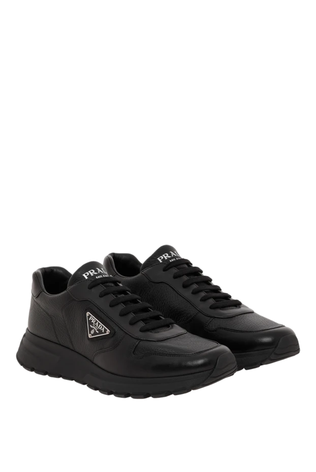 Prada кроссовки из матовой черной кожи мужские 187875 - фото 3