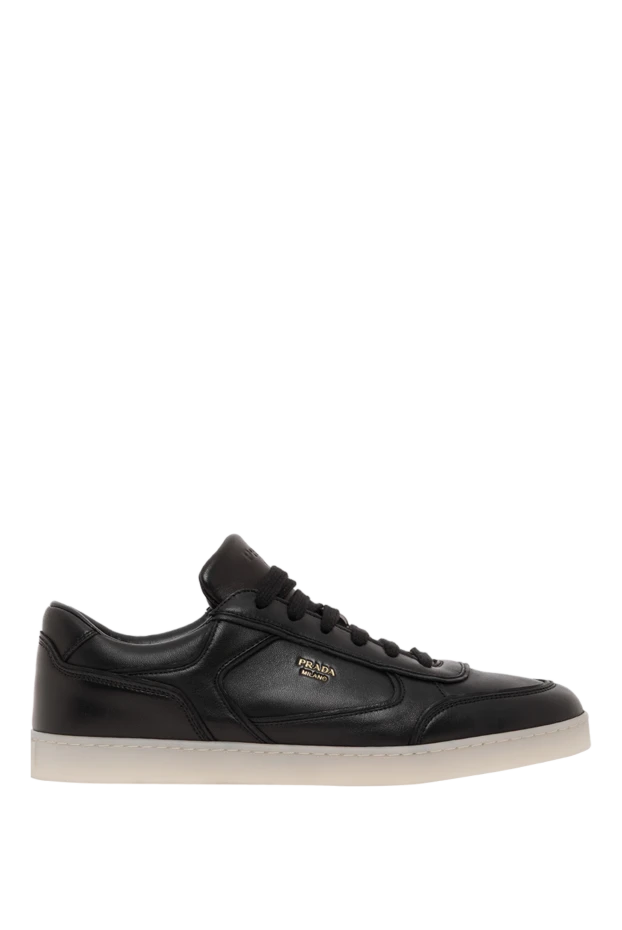 Ерлерге арналған қара кроссовкалар логотипі бар шынайы былғарыдан жасалған - фото 1