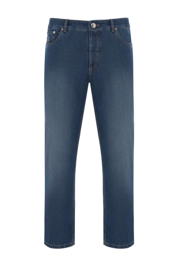 Brunello Cucinelli жібек қосылған ерлер классикалық көк джинсы 187880 - фото 1