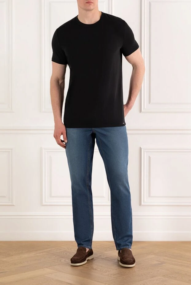 Brunello Cucinelli жібек қосылған ерлер классикалық көк джинсы 187880 - фото 2