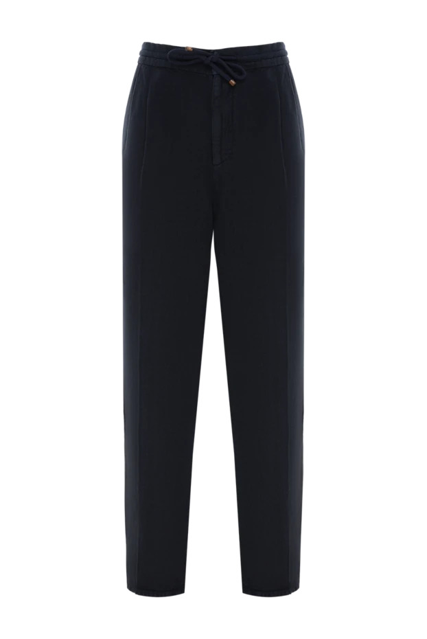 Brunello Cucinelli blue relaxed fit trousers in linen gabardine 187882 - photo 1