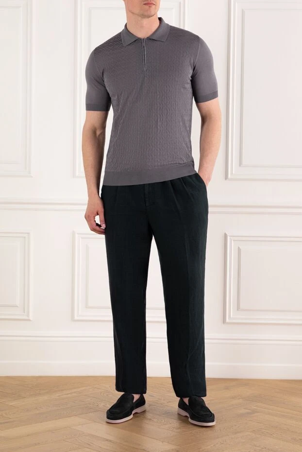Brunello Cucinelli blue relaxed fit trousers in linen gabardine 187882 - photo 2