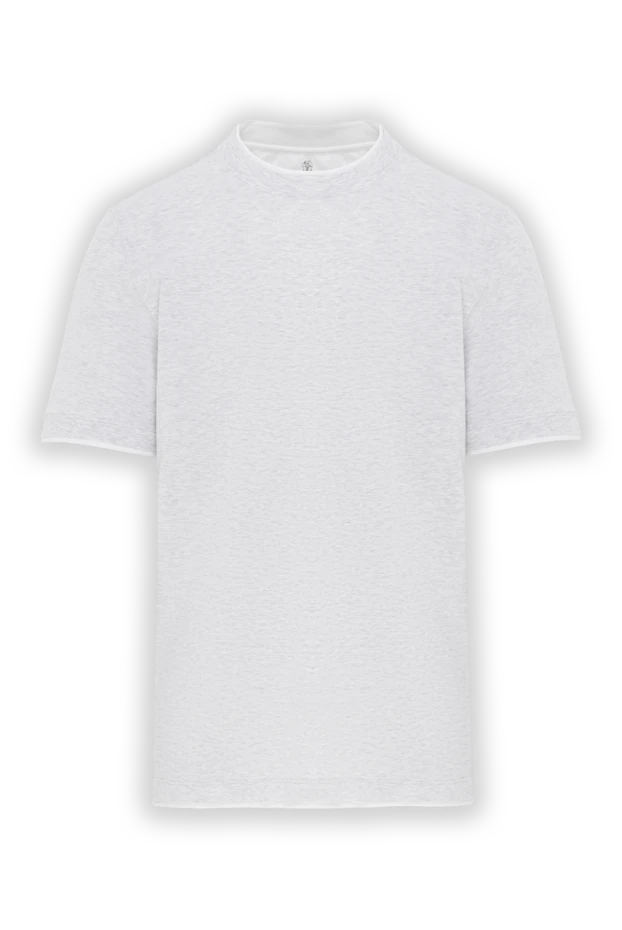 Men's light gray cotton T-shirt with piping - photo 1