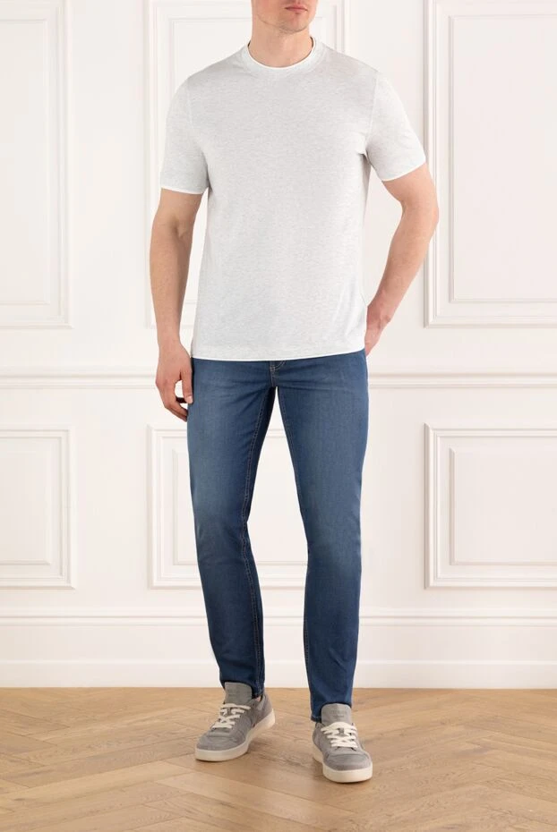 Brunello Cucinelli ерлерге арналған ақшыл сұр мақта матадан жасалған түтіктері бар футболка 187884 - фото 2