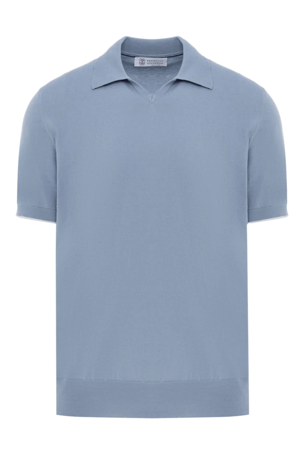 Light blue knit polo shirt with a turn-down collar and no fastening
- photo 1