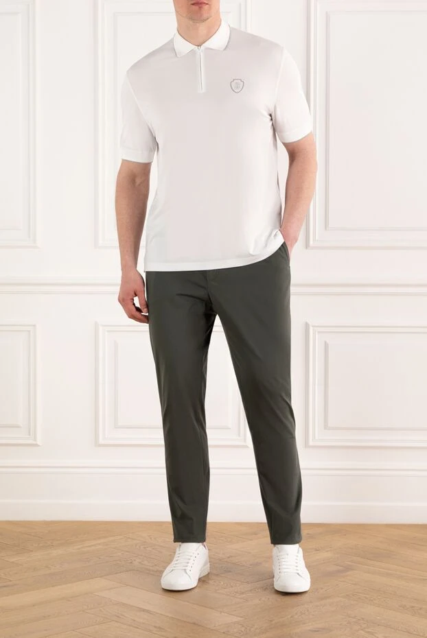 Brunello Cucinelli white men's polo with zipper with logo 187886 - photo 2