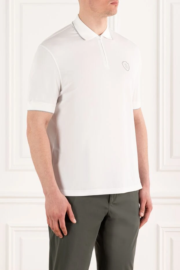 Brunello Cucinelli white men's polo with zipper with logo 187886 - photo 3