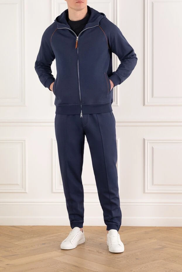 Brunello Cucinelli спортивный костюм из хлопка синий с капюшоном 187891 - фото 2