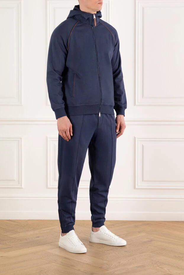 Brunello Cucinelli blue cotton tracksuit with hood 187891 - photo 3