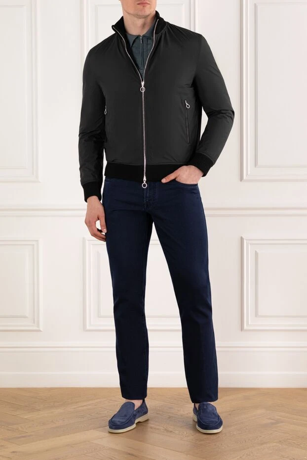 Seraphin куртка мужская с вставками из кожи крокодила черная 187892 - фото 2