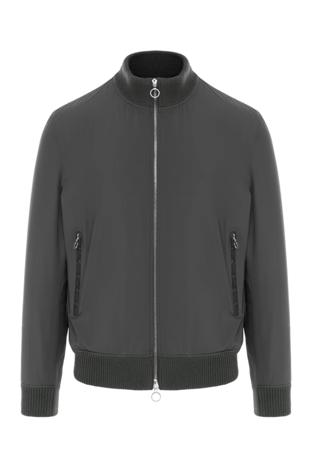 Men's jacket with crocodile leather inserts, gray - photo 1