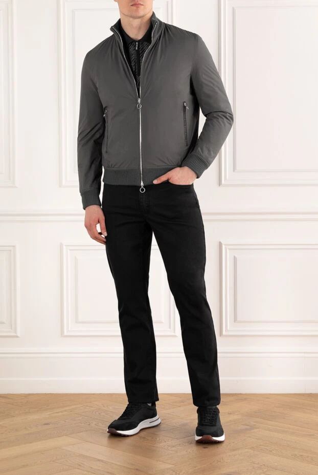 Seraphin куртка мужская с вставками из кожи крокодила серая 187894 - фото 2