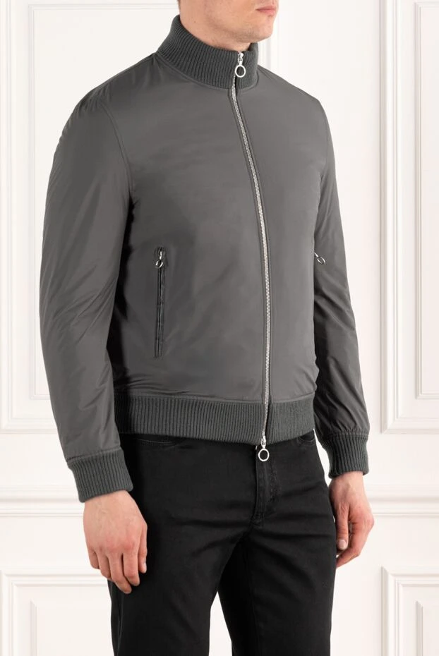 Seraphin куртка мужская с вставками из кожи крокодила серая 187894 - фото 3