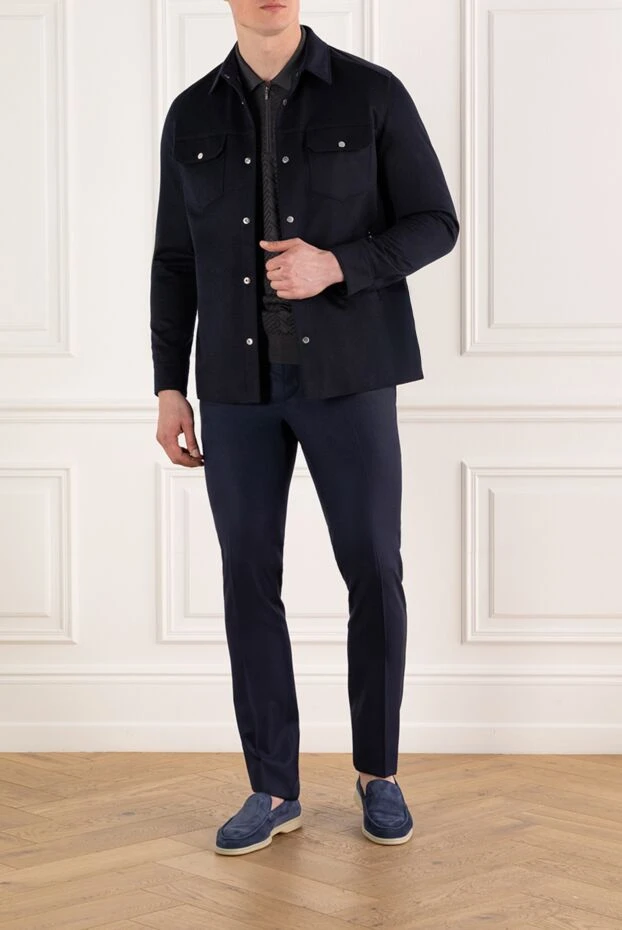 Seraphin кашемировая куртка-рубашка на кнопках синяя мужская 187896 - фото 2