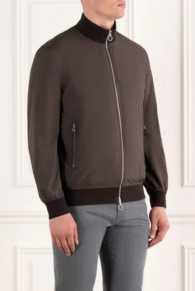 Seraphin коричневая куртка бомбер с отделкой карманов из кожи крокодила 187897 - фото 3