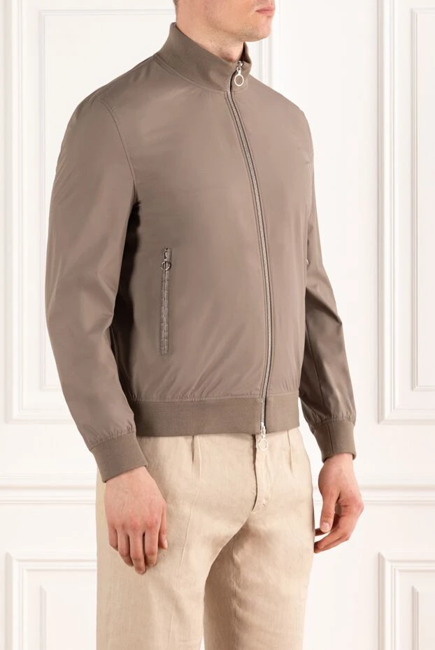 Seraphin куртка мужская с вставками из кожи крокодила бежевая 187898 - фото 3