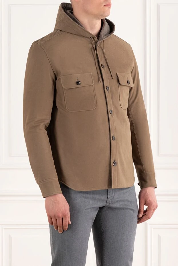 Seraphin утепленная кожаная куртка с капюшоном коричневая мужская 187899 - фото 3