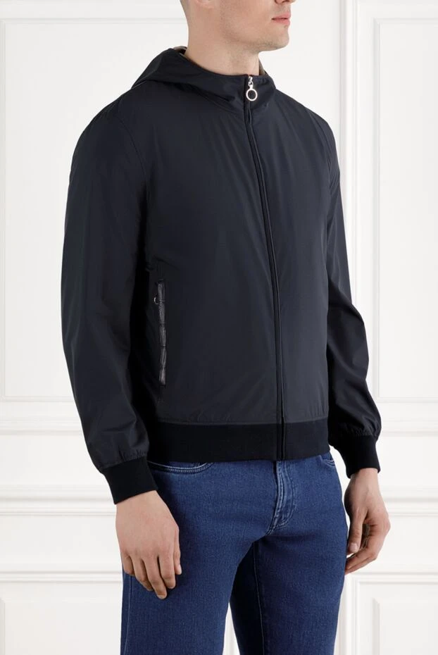 Seraphin синяя куртка с капюшоном и отделкой из кожи крокодила 187901 - фото 3