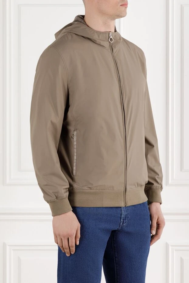 Seraphin бежевая куртка с капюшоном и отделкой из кожи крокодила 187902 - фото 3