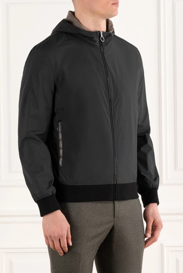 Seraphin куртка с капюшоном с вставками из кожи крокодила черная 187903 - фото 3