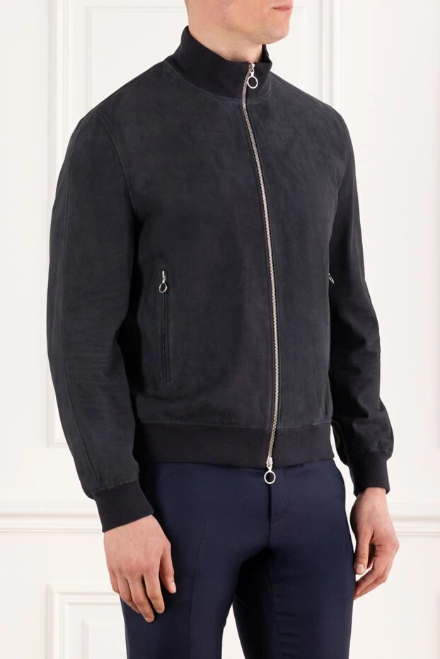Seraphin замшевая куртка синяя мужская на молнии 187904 - фото 3