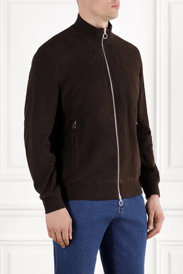 Seraphin замшевая короткая куртка на молнии коричневая мужская 187905 - фото 3