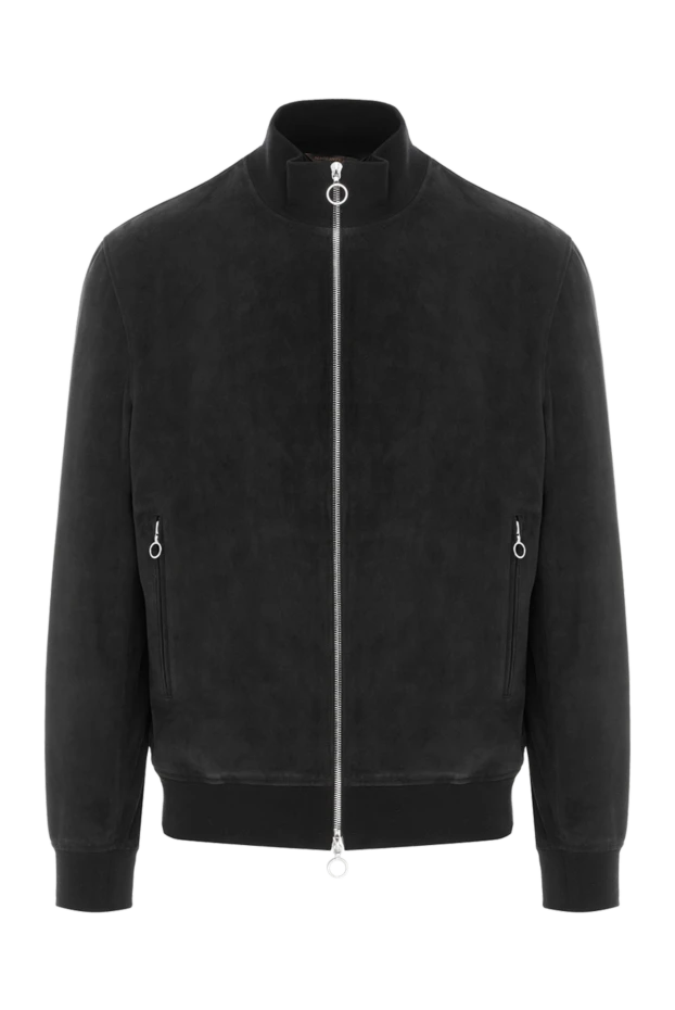 Men's black suede jacket with zipper - photo 1