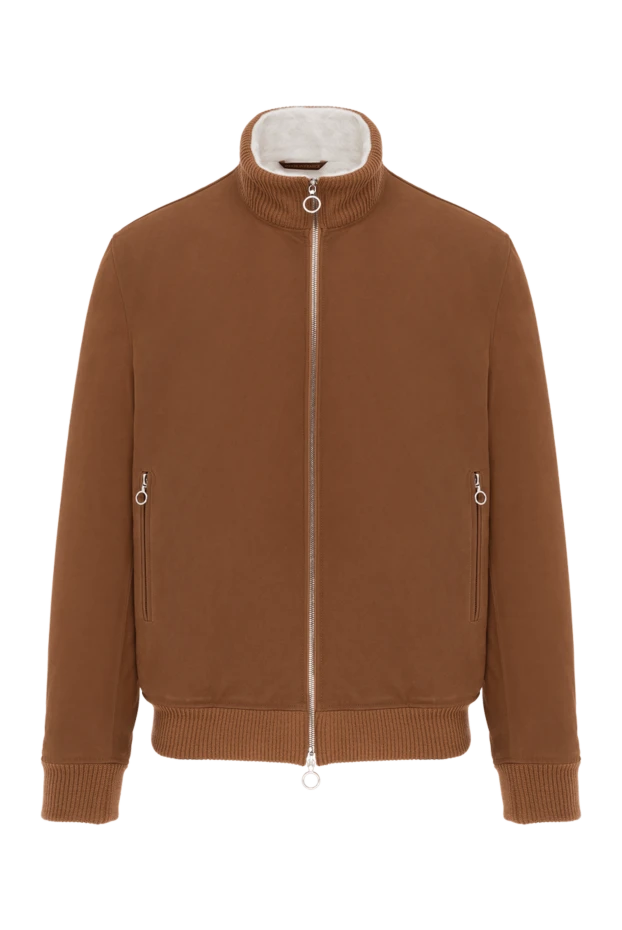 Brown men's jacket made of alpaca leather and wool - photo 1
