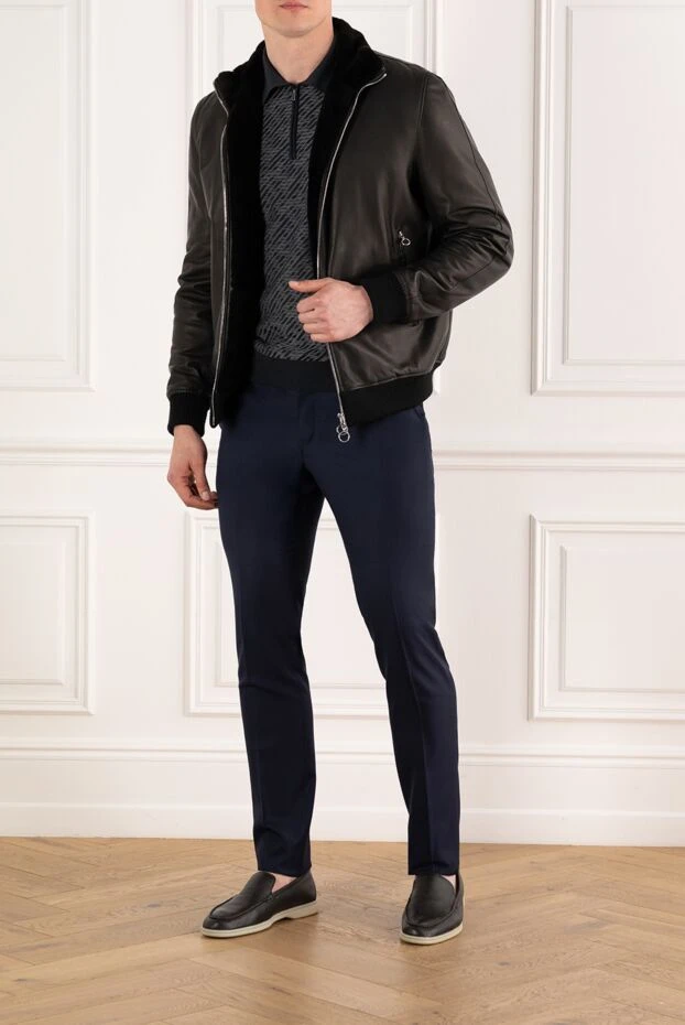 Seraphin куртка черная мужская из натуральной кожи и меха 187910 - фото 2