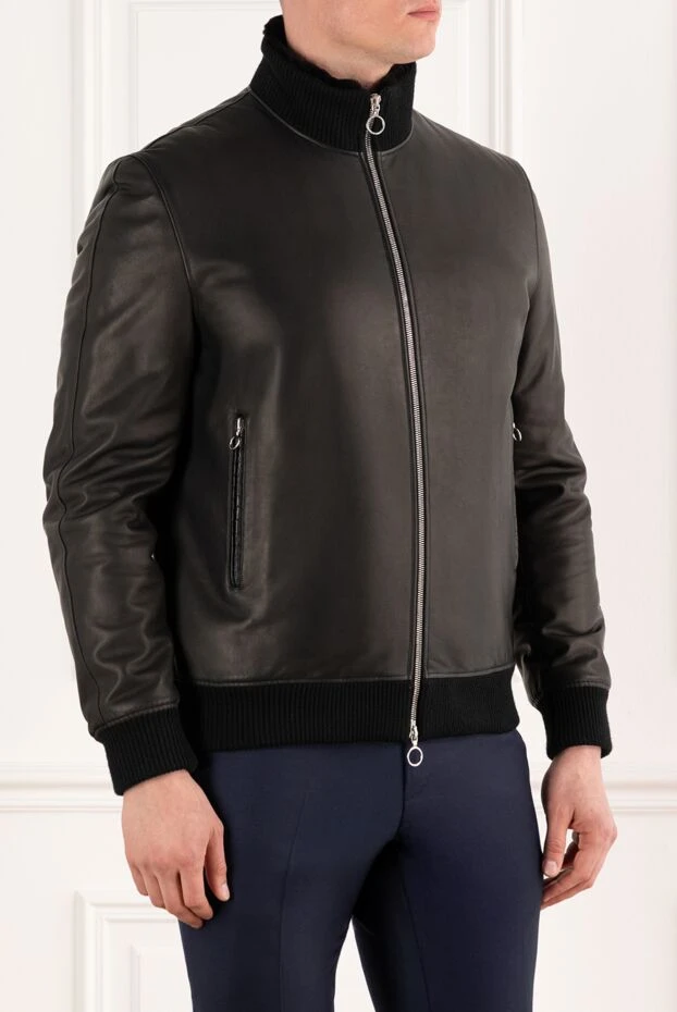 Seraphin куртка черная мужская из натуральной кожи и меха 187910 - фото 3