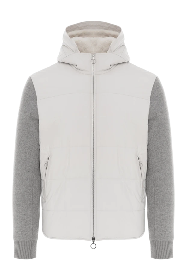 Куртка с добавлением кашемира и натурального меха серая - фото 1