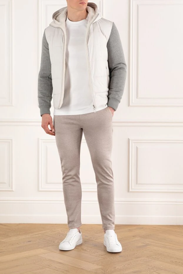 Куртка с добавлением кашемира и натурального меха серая - фото 2