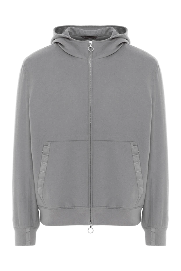 Кашемировая серая куртка с вставками из кожи аллигатора - фото 1