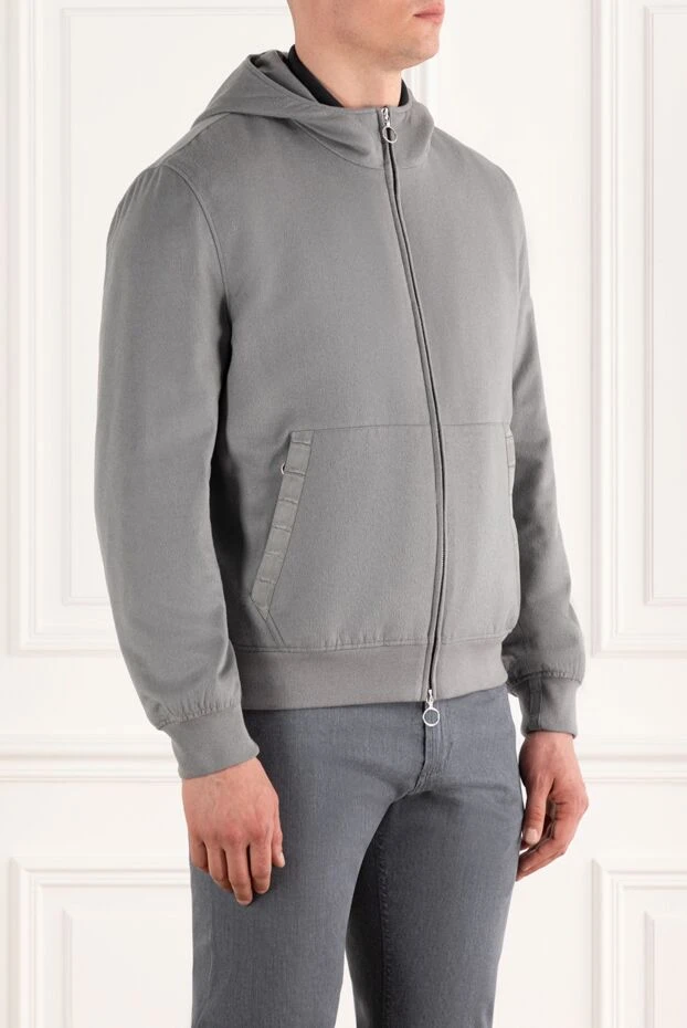 Seraphin кашемировая серая куртка с вставками из кожи аллигатора 187914 - фото 3