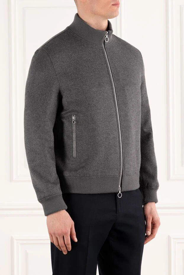 Seraphin мужская куртка из кашемира с кожаными вставками из аллигатора серая 187915 - фото 3