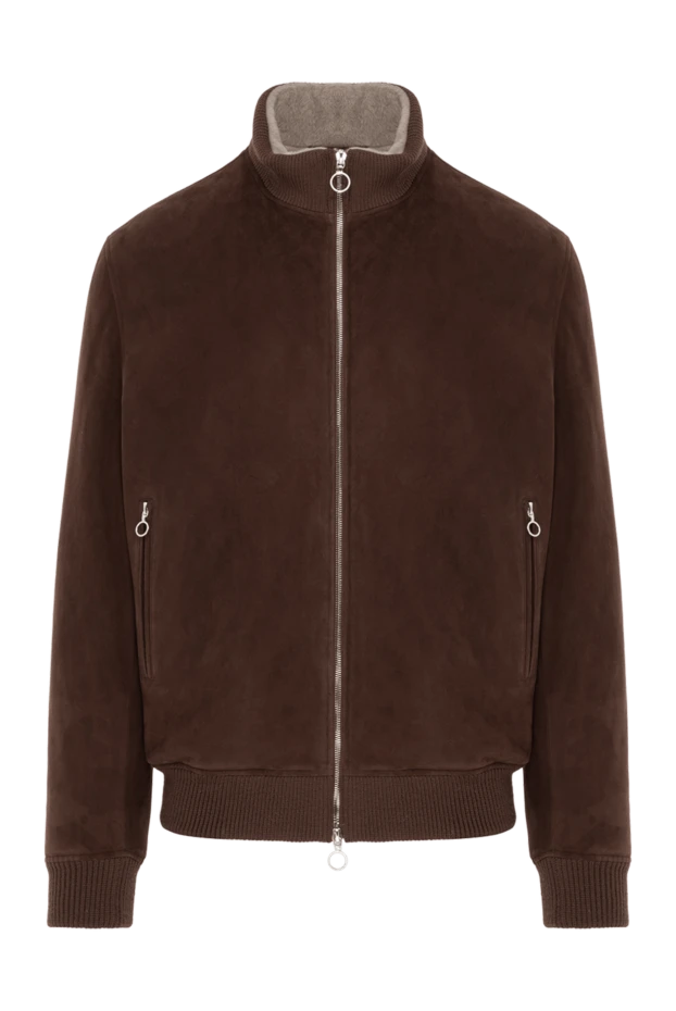 Men's brown suede jacket with fur - photo 1