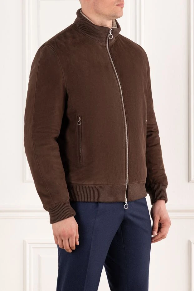 Seraphin men's brown suede jacket with fur 187918 - photo 3