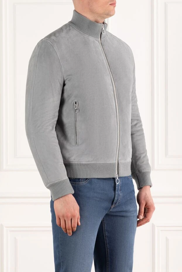Seraphin men's gray suede jacket with fur 187919 - photo 3