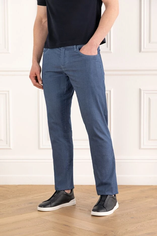 Scissor Scriptor қалтасында кесте тігілген көк cesare джинсы 187921 - фото 3