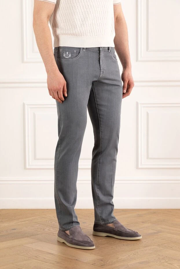 Scissor Scriptor constantino ерлерге арналған сұр мақта джинсы 187923 - фото 3