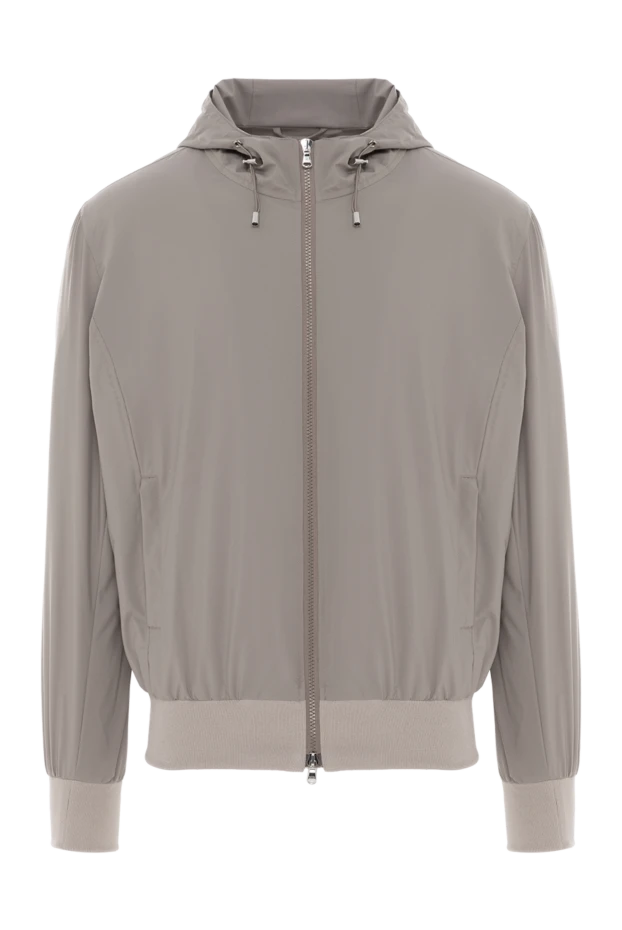 Beige men's jacket with a hood with a zipper - photo 1
