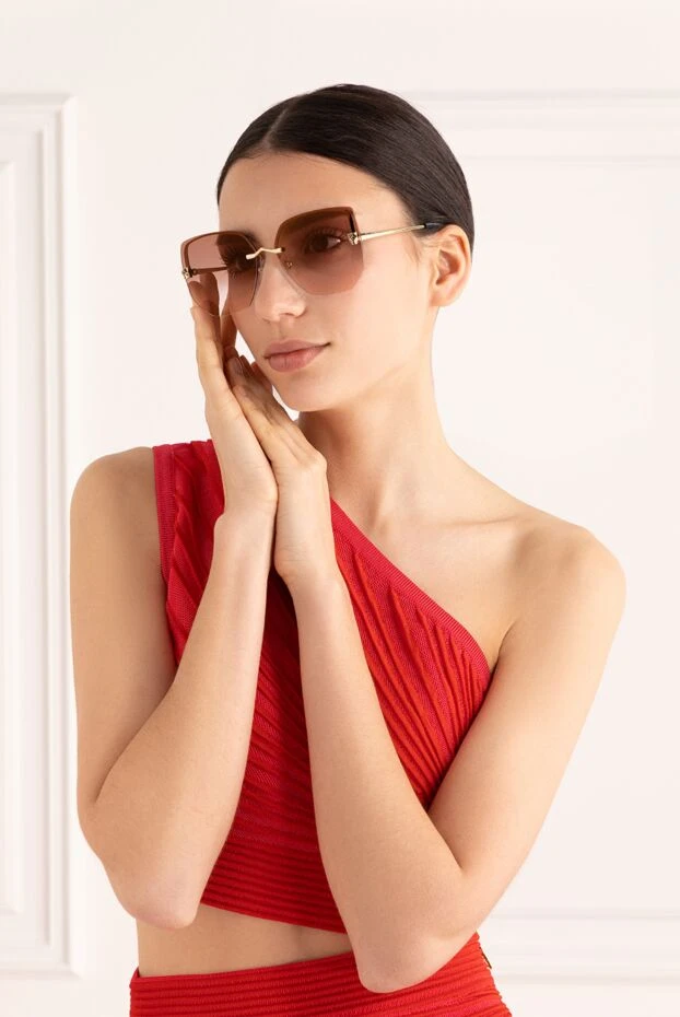 Cartier солнцезащитные очки без оправы panthere розовые 187953 - фото 2